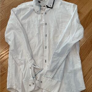 Denim & Flower Men's White Textured Button-Down Shirt